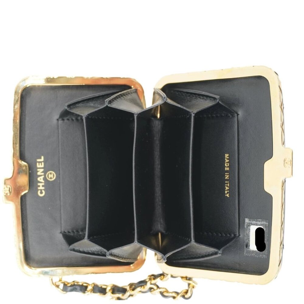 Chanel  Framed Box Mini Quilted Patent Leather Chain Clutch Bag Black - Picture 13 of 14